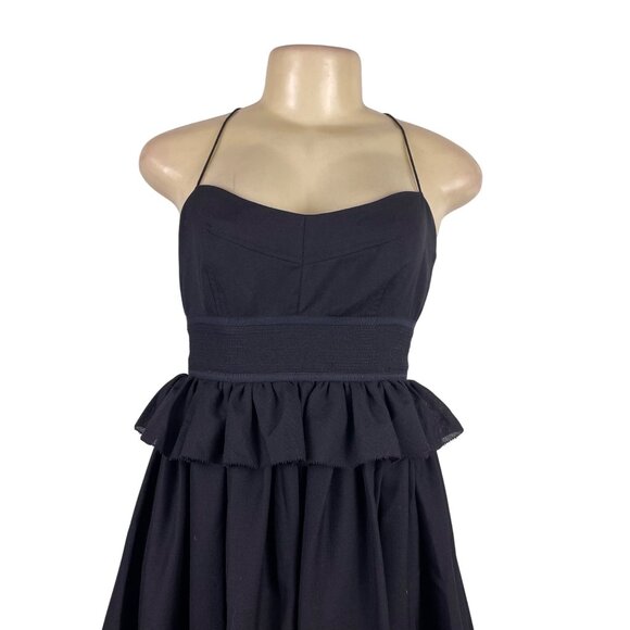 J.Crew Womens Black Wool-Blend Ruffled Halter Midi Dress  Elegant & Lined Size 4 - Picture 4 of 8